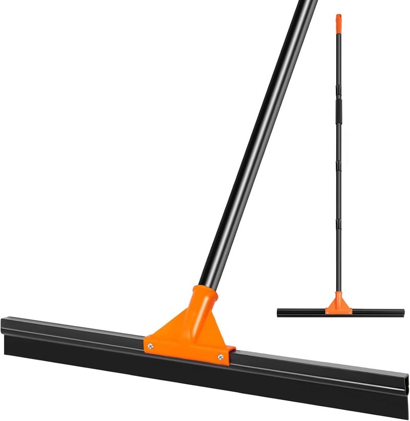 IERGOST Heavy Duty Floor Squeegee with Long Handle, 18" Rubber Wiper Broom for Concrete Tile Cleaning Commercial Scrubber Mop for Garage Deck Bathroom Kitchen Pool Glass - Image 1